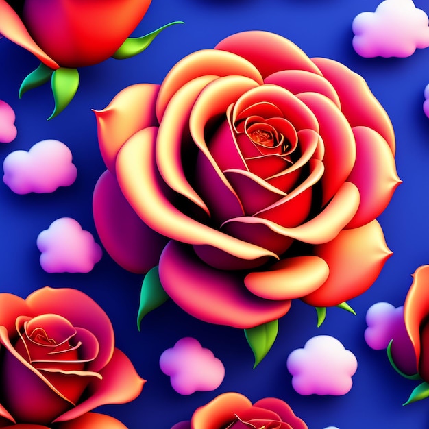 Foto gratuita un papel tapiz colorido con un diseño de rosas.