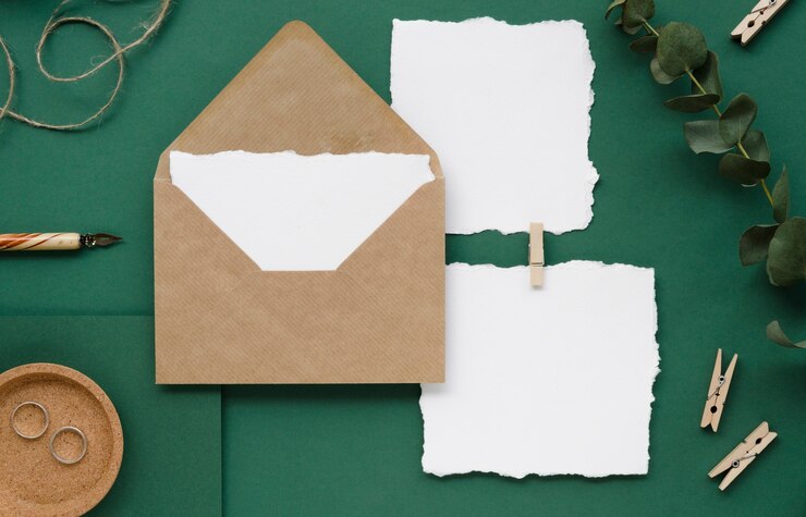 Foto gratuito papelería de boda en blanco set endecha plana