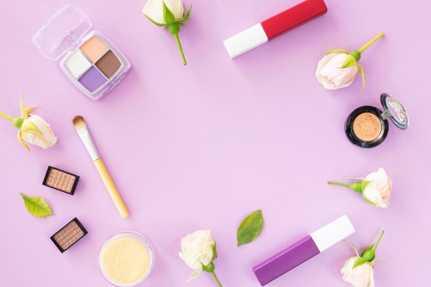 Paquete de cosméticos de belleza en forma de círculo