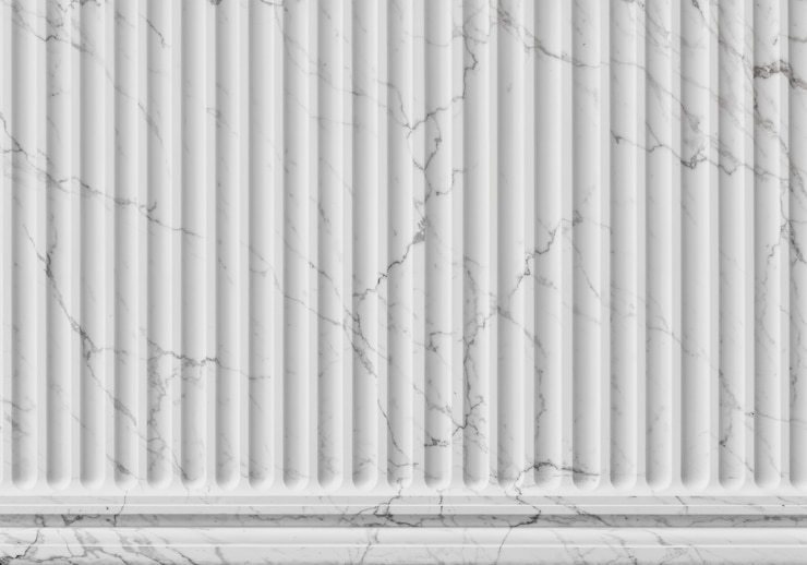 Foto gratuito pared de mármol blanco con rayas verticales y un zócalo
