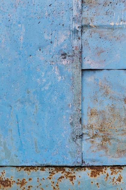 Pared metálica azul oxidado