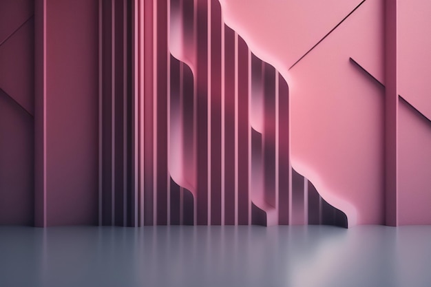 Una pared rosa con una línea curva que dice 'rosa'