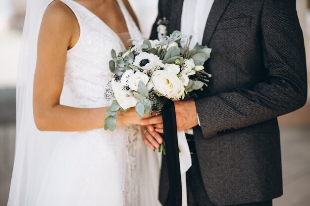 Pareja de boda en el día de su boda