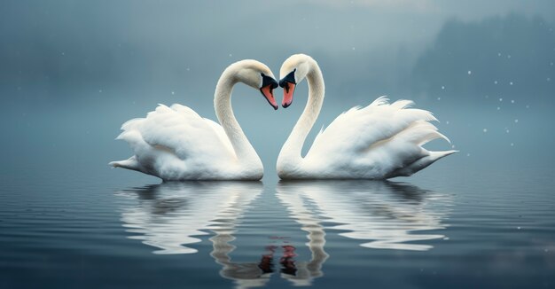 Una pareja de cisnes en el lago.