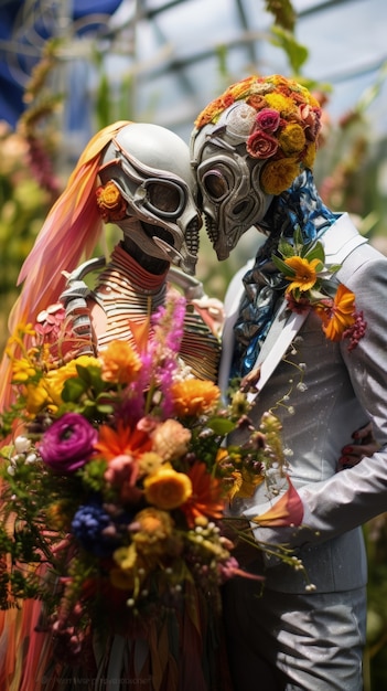 Foto gratuita una pareja de criaturas de fantasía se casan.