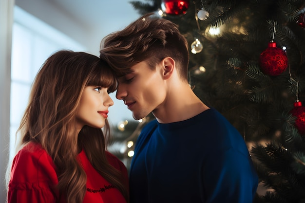 Foto gratuita pareja disfrutando de la navidad juntos