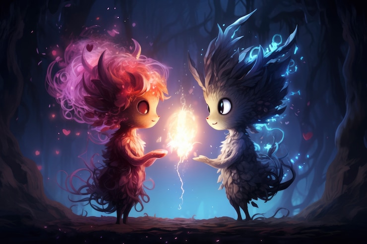 Foto gratuito una pareja de estilo fantasía enamorada
