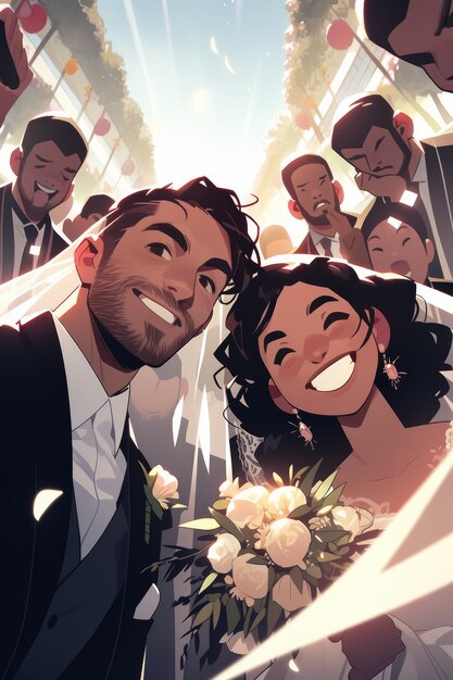 Una pareja feliz casándose.