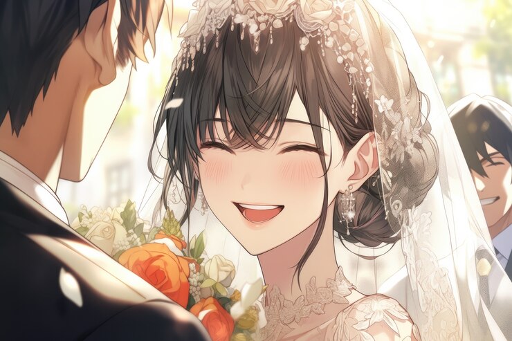 Una pareja feliz casándose.