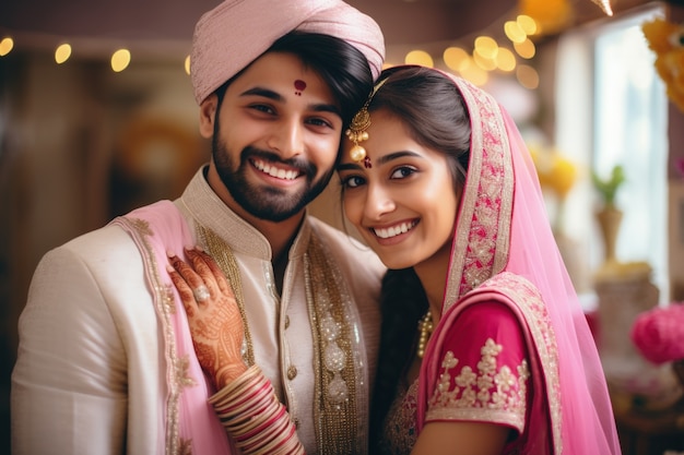 Foto gratuita una pareja india afectuosa celebra el día de la propuesta juntos.