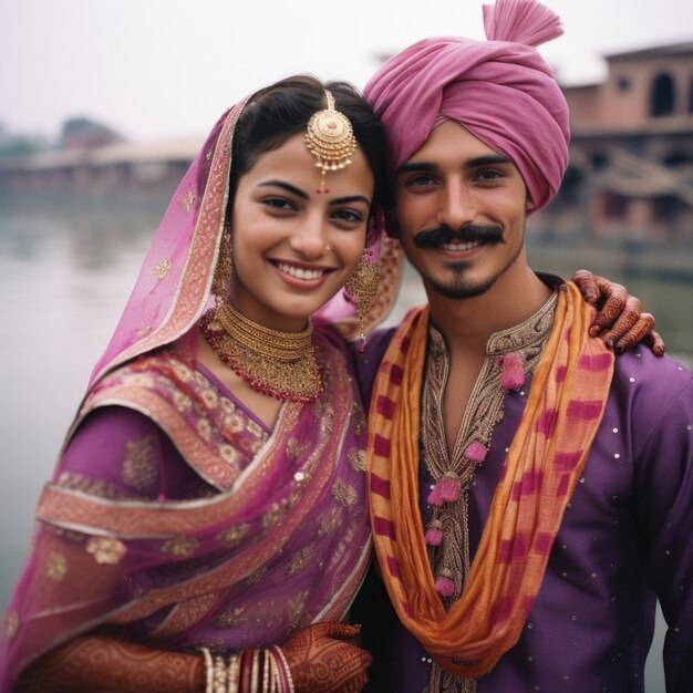 Una pareja india celebra el día de la propuesta siendo romántica entre sí.