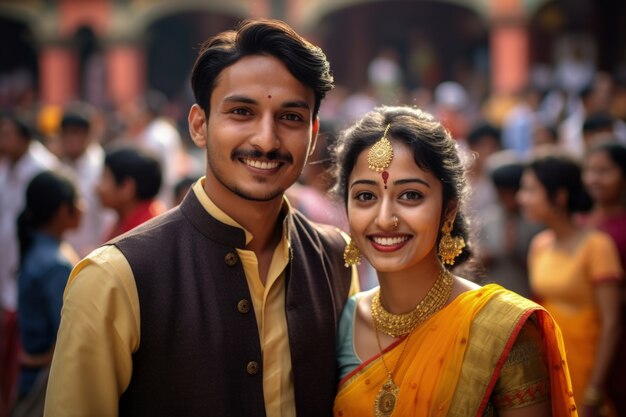 Una pareja india celebra el día de la propuesta siendo romántica entre sí.