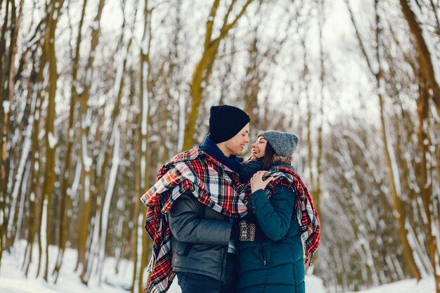 pareja en un invierno