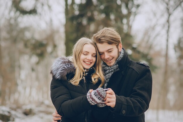 pareja en invierno