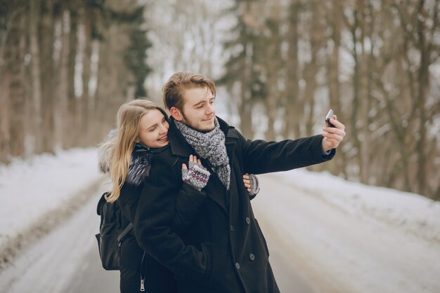 pareja en invierno