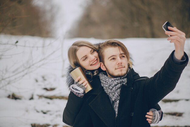 pareja en invierno