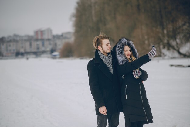 pareja en invierno