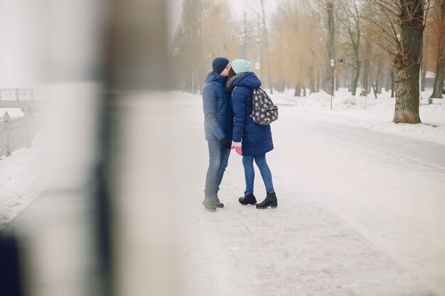 pareja en invierno