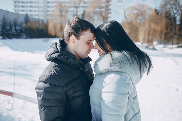 pareja en invierno