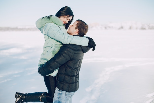 pareja en invierno