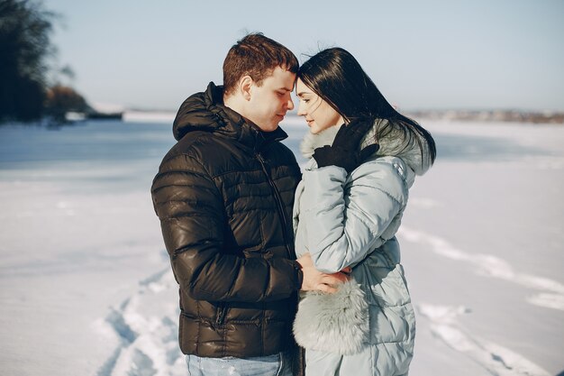 pareja en invierno