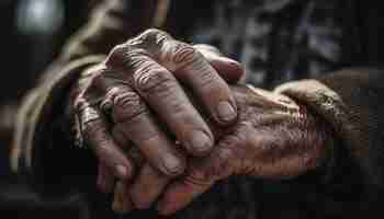 Foto gratuita pareja mayor tomados de la mano amor y vinculación generada por ia