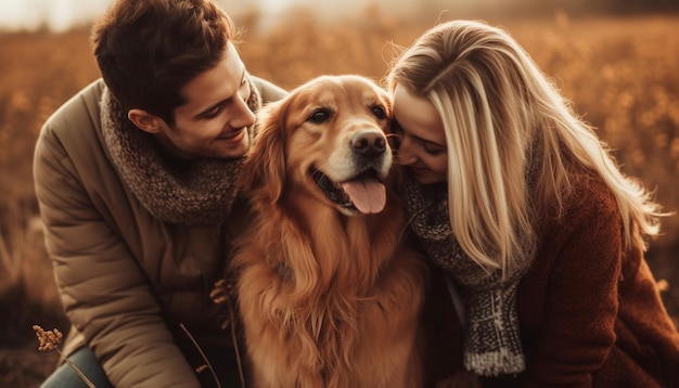 Foto gratuita una pareja con su perro