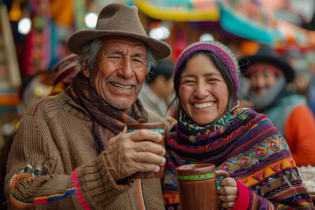 Una pareja de tomas medianas con un delicioso chocolate.