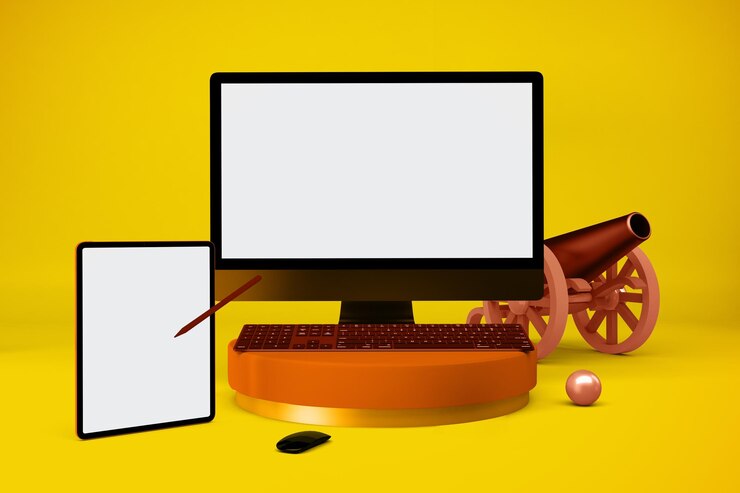 Foto gratuito parte frontal de ramadan tablet y pc