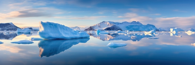 Partes de hielo flotando en el agua