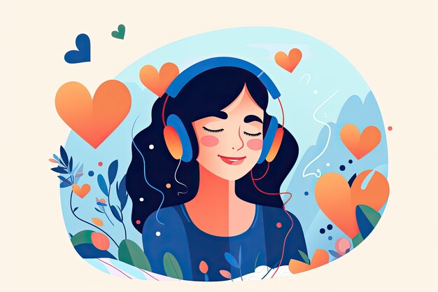 Pasión por la música al estilo de los dibujos animados ilustrada