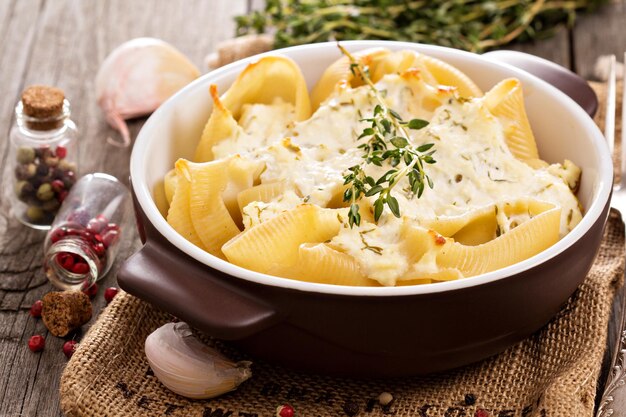 Pasta al horno con requesón