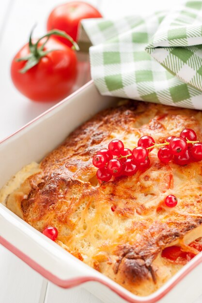 Pasta deliciosa con queso fundido