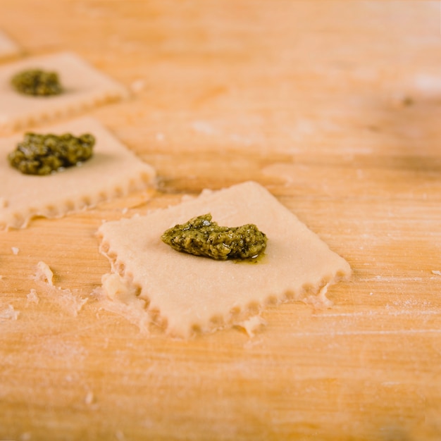 Pasta rellena de primer plano