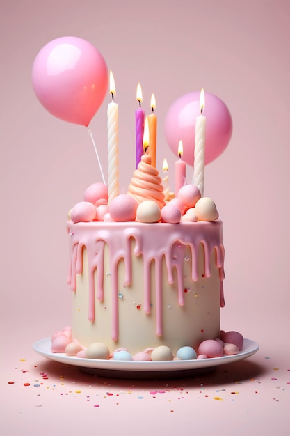 pastel 3d con globos