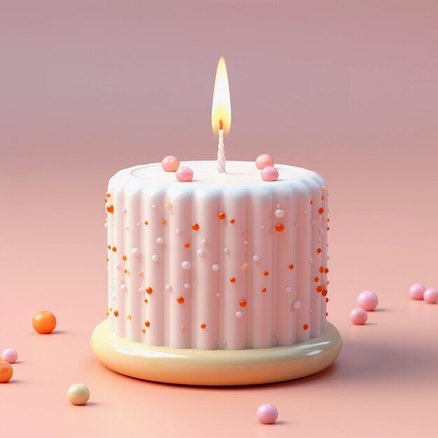 Pastel 3d con vela encendida encima