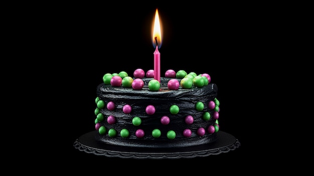 Foto gratuita pastel 3d con vela encendida encima