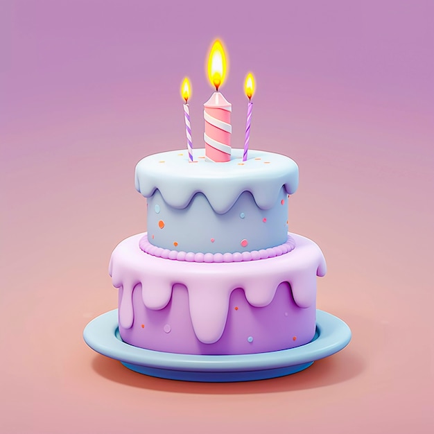 Pastel 3d con velas encendidas encima