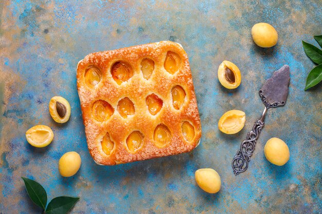 Pastel de albaricoque de verano postre de fruta deliciosa casera