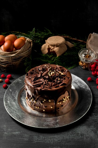 Pastel de chocolate de primer plano