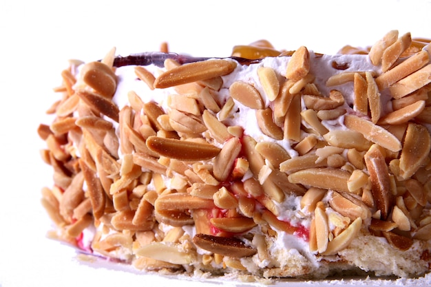 Pastel de frutas de postre con nueces