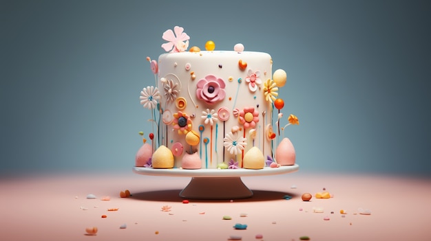 Foto gratuita un pastel sobrecargado de flores