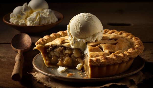 Pastelería dulce con nata montada y toppings de frutas generativa AI