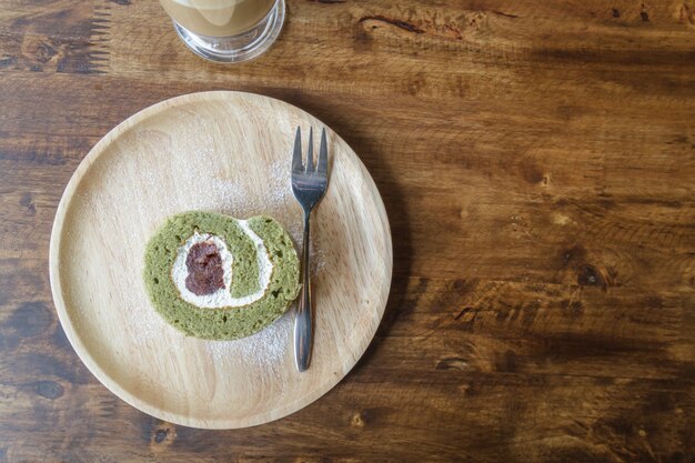 Pastelería rollo de té verde frijol rojo