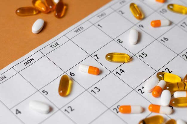 Pastillas de alto ángulo en el calendario