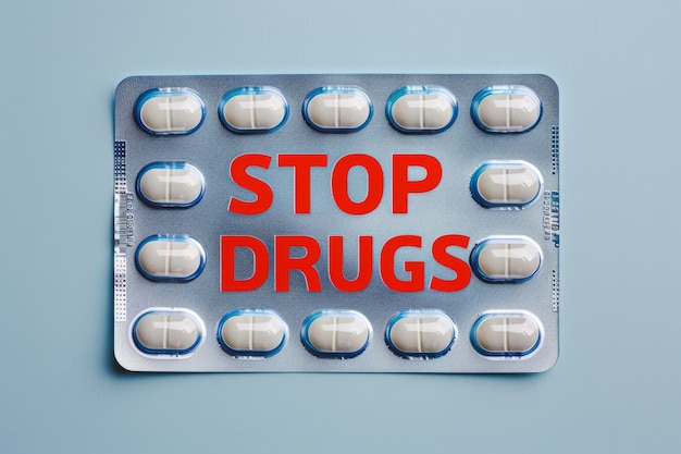 Foto gratuita pastillas y comprimidos fotorrealistas en diferentes colores con el texto dejar las drogas