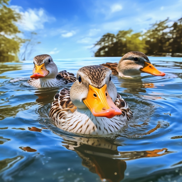 Foto gratuita el pato en la naturaleza genera imagen