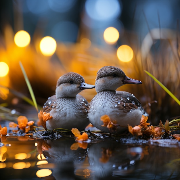 Foto gratuita el pato en la naturaleza genera imagen