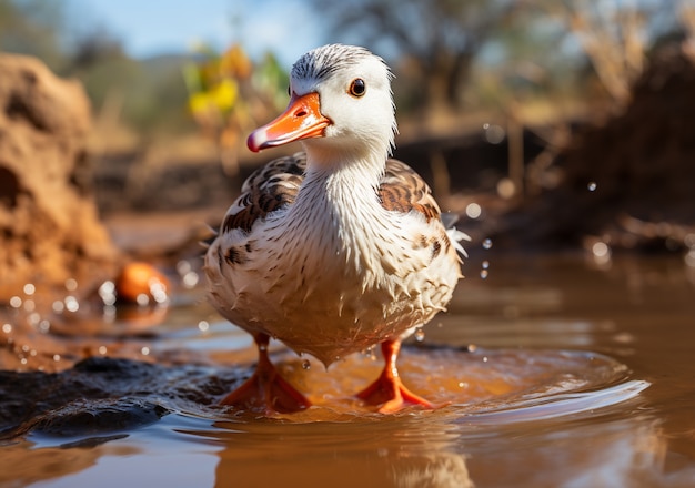 Foto gratuita el pato en la naturaleza genera imagen