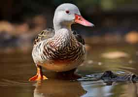 Foto gratuita el pato en la naturaleza genera imagen